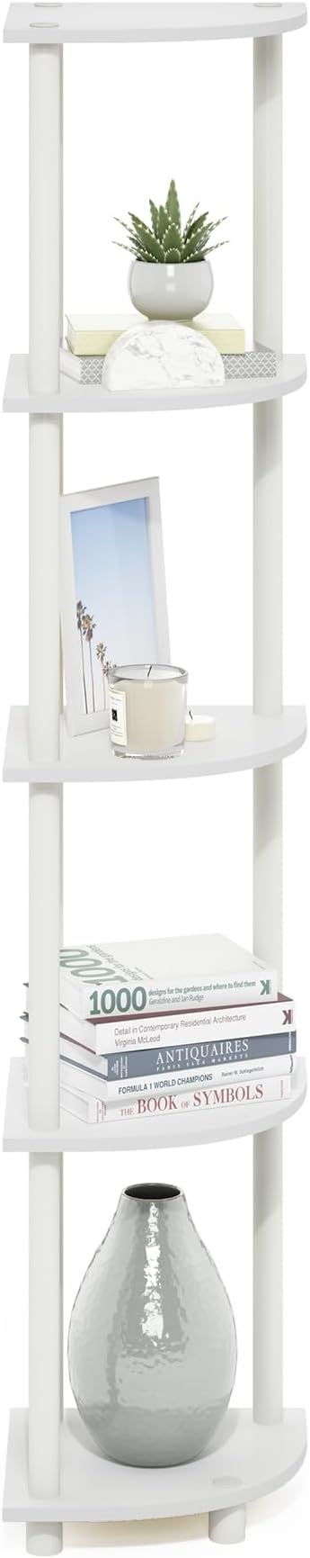 Furinno Turn-N-Tube Corner Shelf, 5-Tier Corner Bookshelf, Open Storage Shelves - Image 6