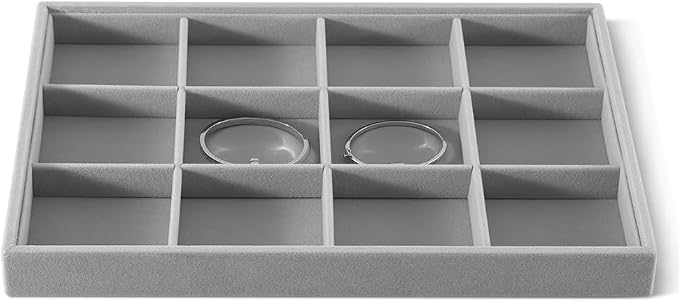 Velvet Stackable Jewelry Display Tray, 12 Grid Watch Bangle Bracelet Storage by Dansmiy