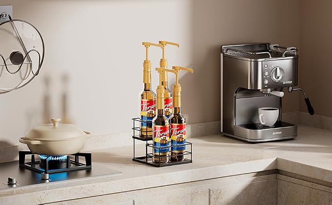 4 Bottle Capacity Coffee Syrup Organizer 2 Tier Coffee Syrup Stand Shelf - Image 5
