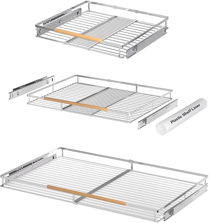 Large Pull Out Cabinet Organizer, Heavy Duty Cabinet Expandable Pull Out Shelves by PerfectdesignforyourHOME