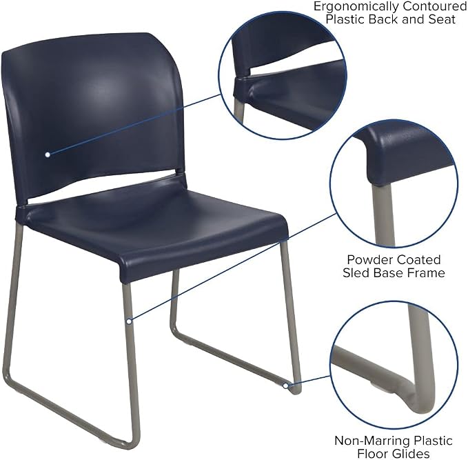 Flash Furniture HERCULES Series 880 lb. Capacity Navy Full Back Contoured Stack - Image 4