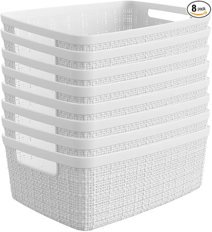 Curver Set of 8 Small 4.5L Jute Decorative Plastic Organization and Storage by Curver
