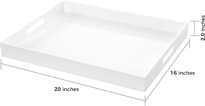 White Rectangular 16x20 Inches Acrylic Ottoman Tray Decorative Serving Tray - Image 2