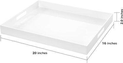White Rectangular 16x20 Inches Acrylic Ottoman Tray Decorative Serving Tray - Image 2