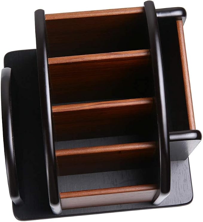 Wooden Desk Organizer, Desktop Office Supplies Storage Remote Control Caddy - Image 4