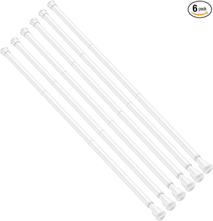 6 Pack Tension Rods for Windows 28 to 48 inch, Adjustable Curtain Rods No by QINGYUN