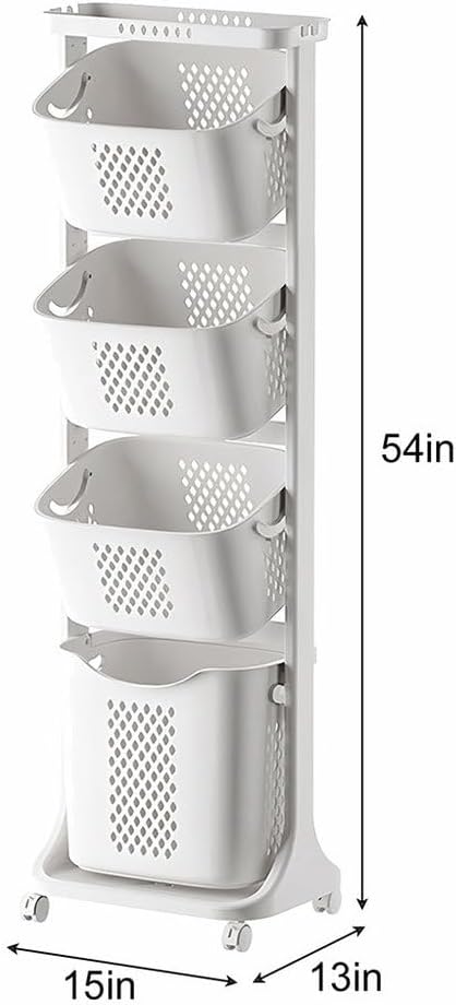4-Tier Rolling Laundry Hamper Cart - Image 2