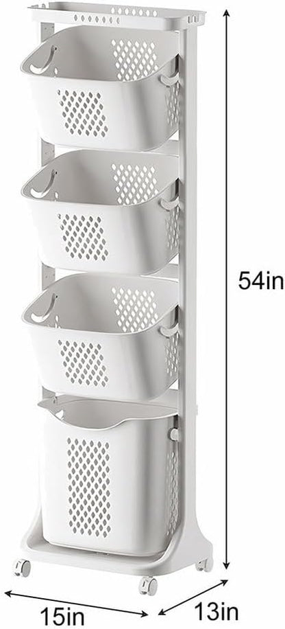 4-Tier Rolling Laundry Hamper Cart - Image 2