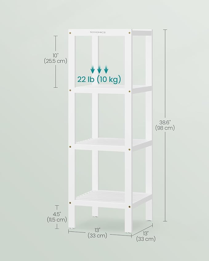SONGMICS Bamboo Storage Shelf, 4-Tier Shelving Unit, in the Entryway, Living - Image 3