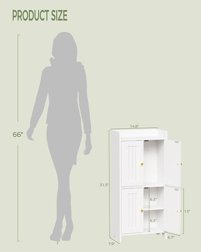 BEWISHOME Small Floor Cabinet, Toilet Paper Storage, Bathroom Storage Cabinet | - Image 2