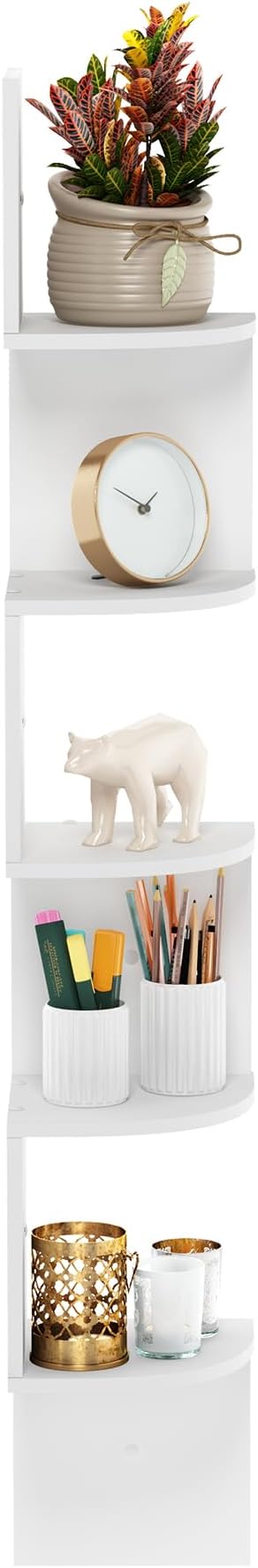 Furinno Rossi 5-Tier Wall Mount Floating Radial Corner Shelf - Image 6