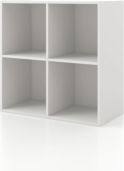 Homes: Inside + Out Apexa 4-Cube Storage Organizer Shelves, Stackable Wood by HOMESInsideOut