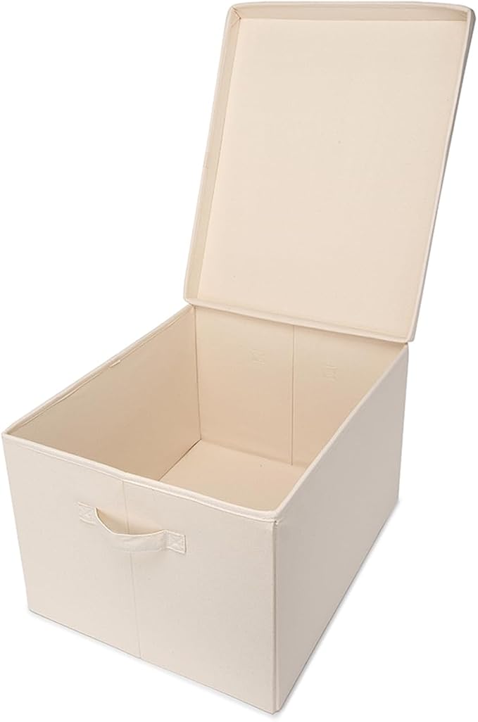Foldable Storage Bins with Lids Cotton Canvas Rectangular Storage Box Ideal - Image 5