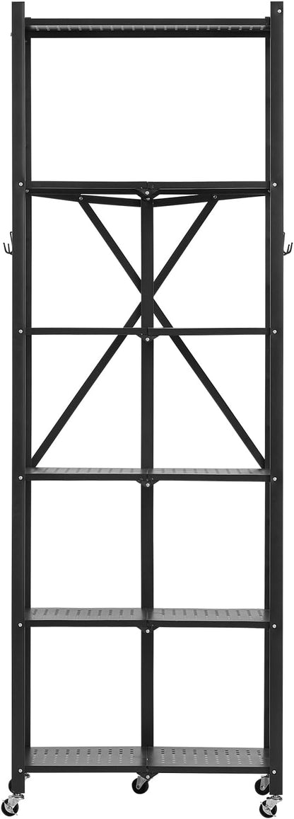 VEVOR 6-Tier Foldable Storage Shelf, 24W x 12D x 72H Inch Folding Metal Rack - Image 9