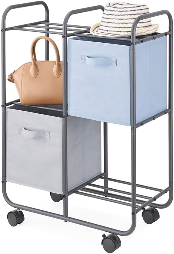 Whitmor 3 Tier Rolling Cart, Portable Closet, Metal Rolling Storage Cart - Image 5
