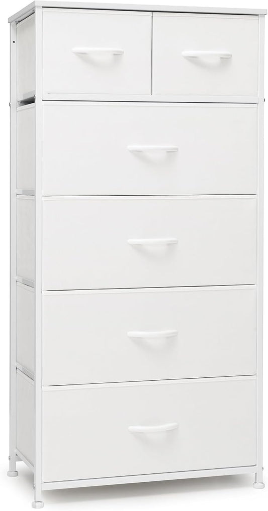 Tall Dresser for Bedroom, 6 Drawers Vertical Fabric Dresser | Sturdy Steel Frame by CrestliveProducts