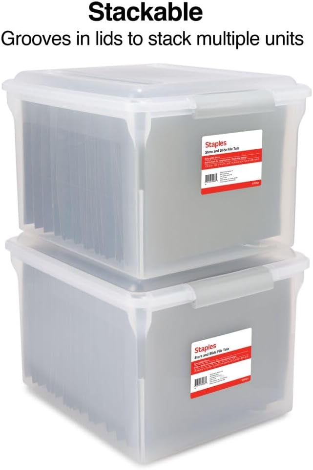 STAPLES Store & Slide Plastic File Box Latching, Letter/Legal Size - Image 5