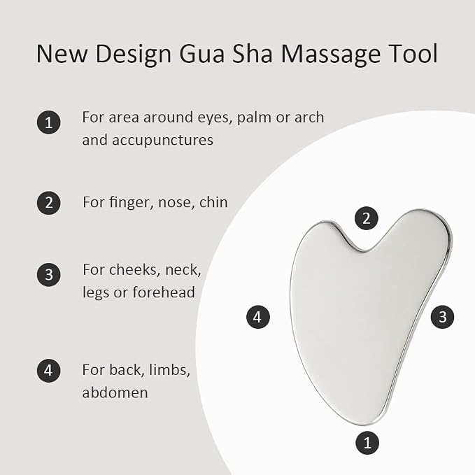 Yeamon Gua Sha Facial Tools and Face Roller Set, Facial Massage Tool - Image 5