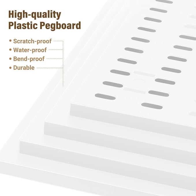 AKTOP Peg Board Wall Organizer 4-Pack – 12"x12" Plastic Pegboard Panels - Image 4