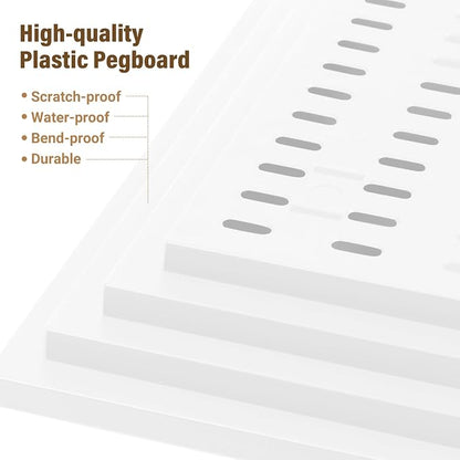 AKTOP Peg Board Wall Organizer 4-Pack – 12"x12" Plastic Pegboard Panels - Image 4