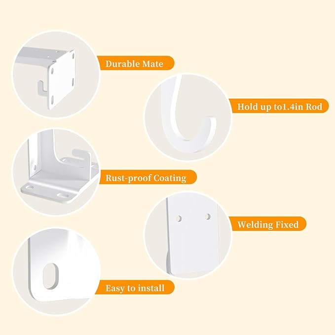 Closet Rod Bracket White WYGWP Heavy Duty Shelf Brackets - Image 7