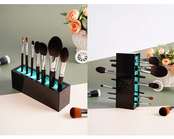 Makeup Brushes Holder Organizer, Silicone Vanity Air Drying Rack Display Storage - Image 5