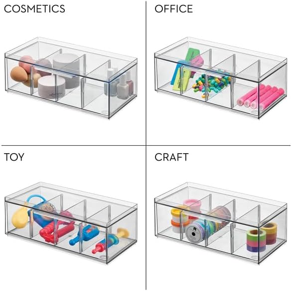 iDesign XL Tea Bag Organizer, 4-Section Clear Stackable, Storage Drawer - Image 7