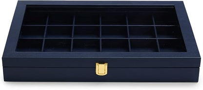 Oirlv Premium Blue Leather 24 Grid Jewelry Tray - Image 9