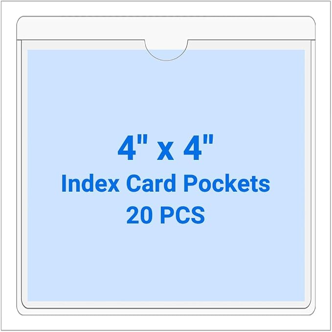 20 PCS Clear Self Adhesive Plastic Label Pockets, Top Loading Business & by Kvatr-X