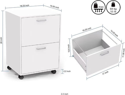 QDSSDECO 2 Drawer Mobile File Cabinet, Rolling Vertical Filing Cabinet fits A4 - Image 3