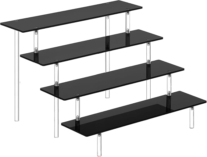 HENABLE 4 Tier Tall Black Acrylic Display Risers, Large Perfume Organizer Stand by HENABLE