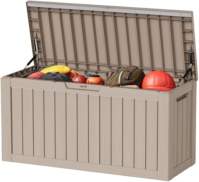80 Gallon Resin Deck Box, Lockable Outdoor Storage Box by OutdoorLivingPerfected