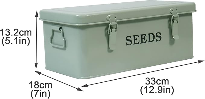 Seed Storage Box Metal Container Organizer, 4-Compartment Garden Seed Box - Image 3