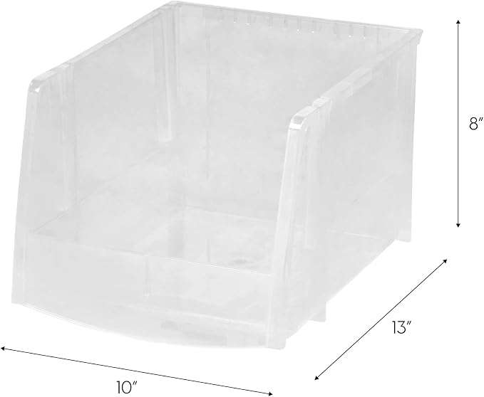 IRIS USA Clear Plastic Stackable Storage Bins, X Large- 4 Pack, Open Front - Image 2
