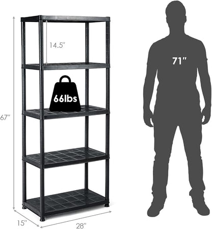 IRONMAX 5-Tier Plastic Storage Shelves, Light Duty Storage Shelving Unit - Image 3