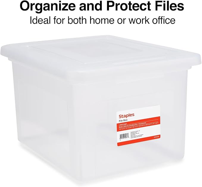 STAPLES Plastic File Box with Snap Lid, Letter/Legal Size, 2/Pack | Stackable - Image 3