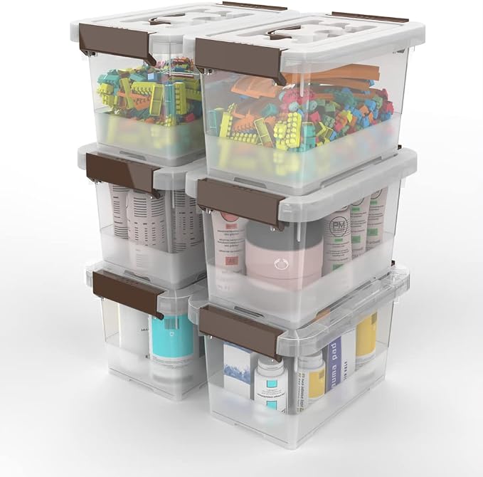 WYT Clear Storage Latch Box, 6 Pack Storage Organizer Bins - Image 3
