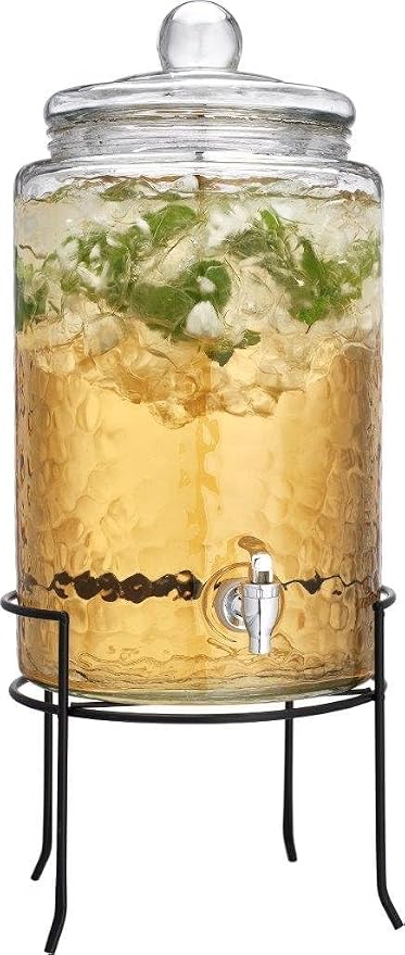 HC Classic Hammered Glass Ice Cold Beverage Drink Dispenser - Image 8