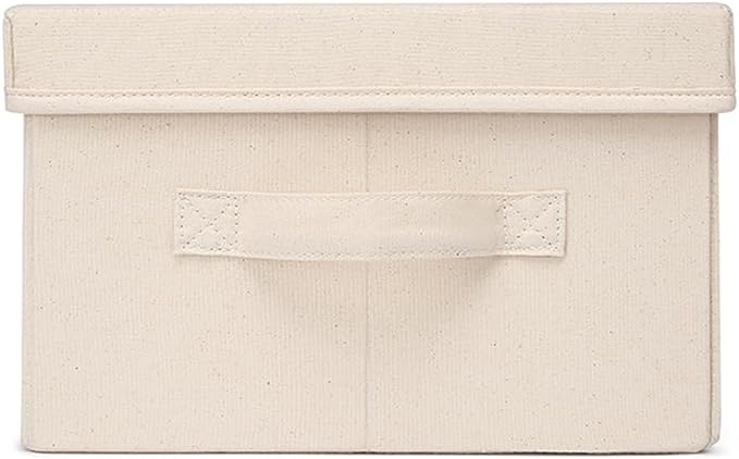 Foldable Storage Bins with Lids Cotton Canvas Rectangular Storage Box Ideal - Image 4