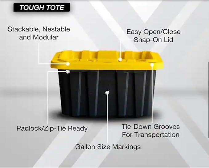 HDX Tough Polypropylene Plastic 27 Gal. Storage Tote in Black by HDX - Image 3