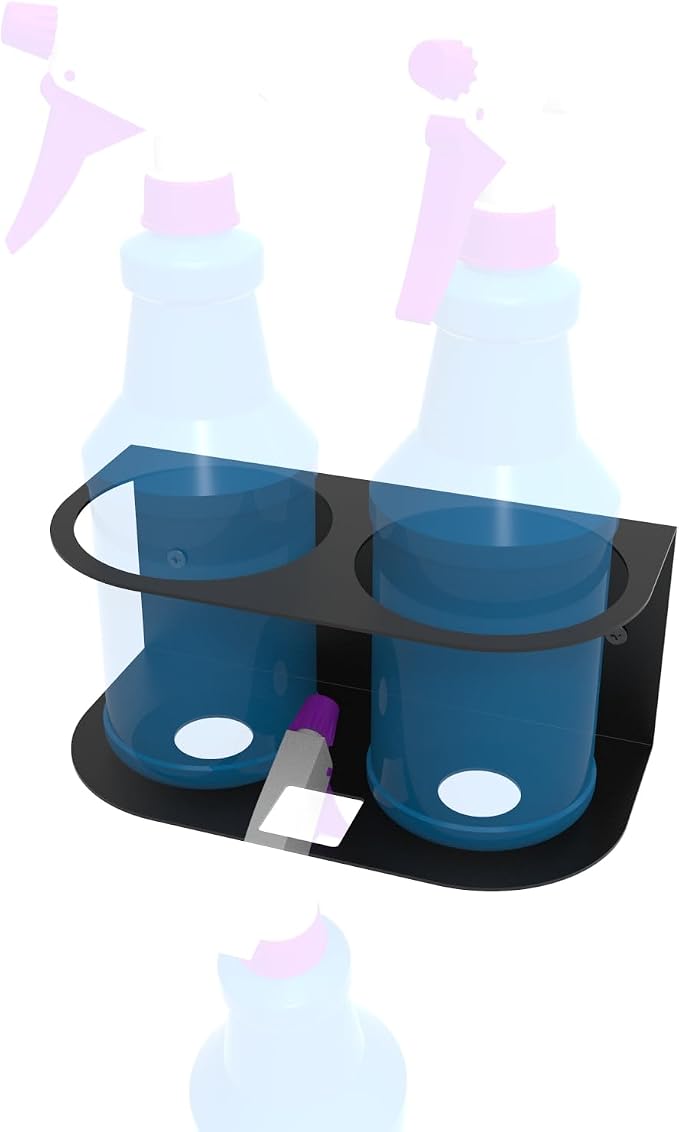 2 Spray Bottles Holder, Steel Wall Mount Storage Organizer by JINGCHENGMEI