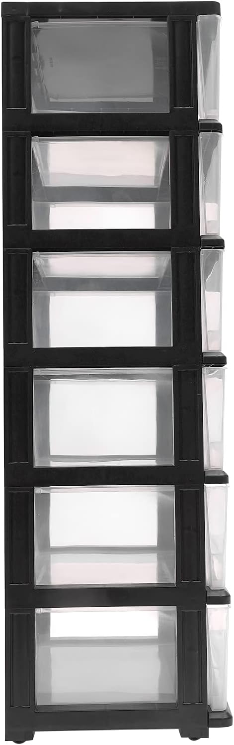 6 Clear Drawer Storage Organizer Rolling Cart, Movable Storage Tower - Image 7