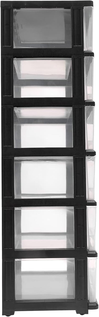 6 Clear Drawer Storage Organizer Rolling Cart, Movable Storage Tower - Image 7