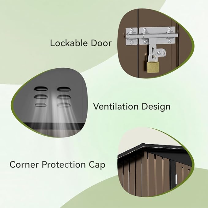 COMHOMA Shed Outdoor Storage Shed Metal, Lockable Doors Tool Sheds - Image 3
