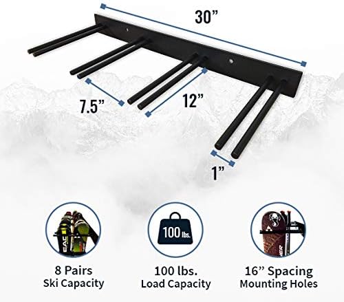 StoreYourBoard Ski Rack Wall Mount – Heavy-Duty Steel Ski Wall Mount Holds Up - Image 2