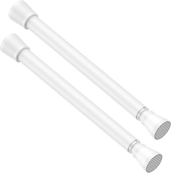 White Tension Rods 16 to 26 2PCS Spring Curtain Rod No Drill Small Tension Rod by ZipGloTensionRod