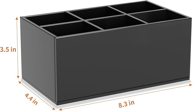 HIIMIEI Black Makeup Brush Holder Organizer Acrylic 6-Slots Cosmetic Brushes - Image 2
