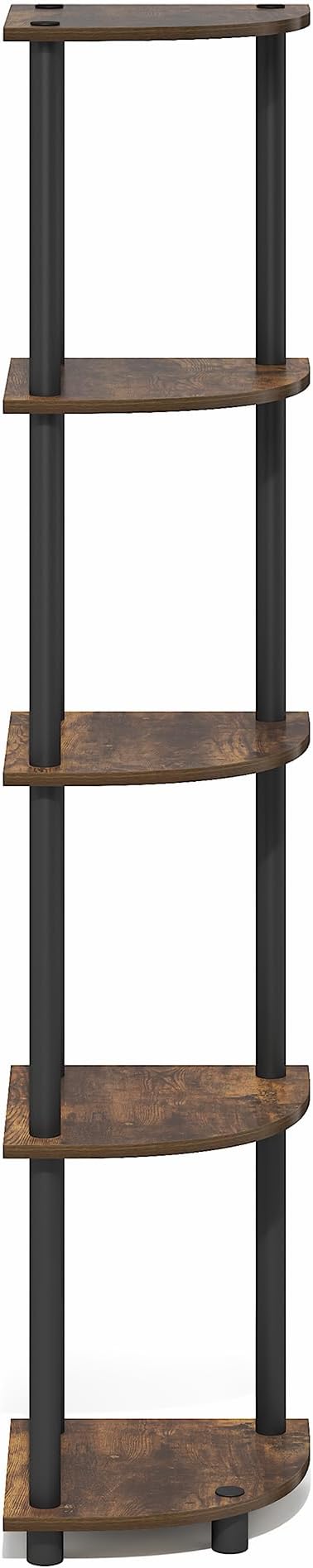 Furinno Turn-N-Tube Corner Shelf, 5-Tier Corner Bookshelf, Open Storage Shelves - Image 10