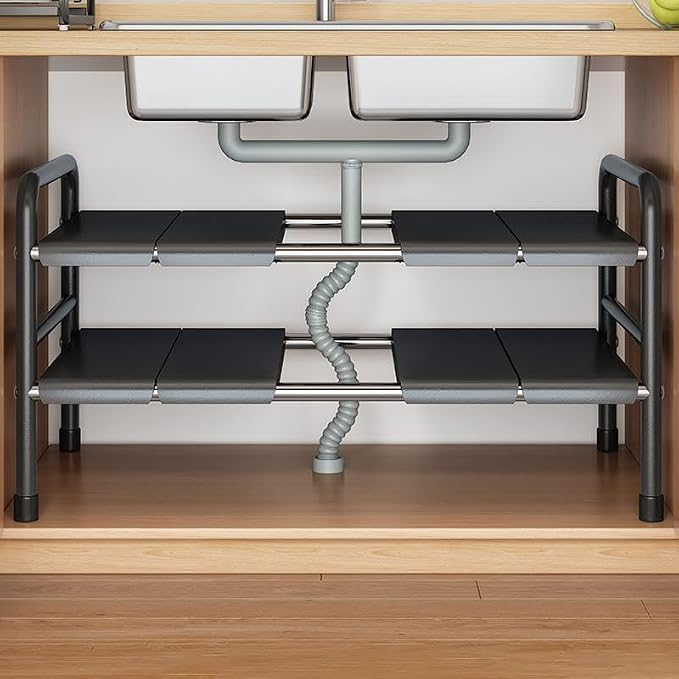 Under Sink Organizer, 2-Tier Expandable Stainless Steel Storage Rack by Unknown