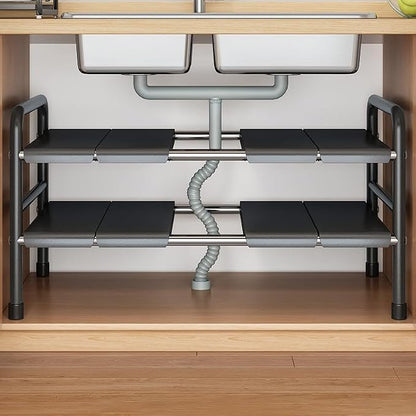 Under Sink Organizer, 2-Tier Expandable Stainless Steel Storage Rack by Unknown